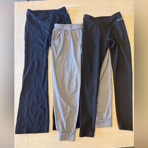 Girls Performance Leggings and Jogger Set - Black & Gray 3 Pairs
